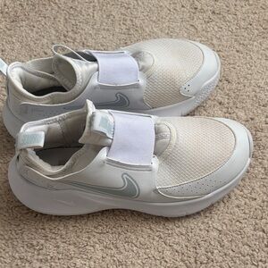 Nike Kids White and Light Gray Slip-On Sneakers